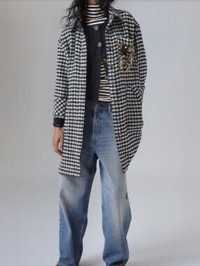 Free People We The Free Get Around Houndstooth Relaxed Shirt/Jacket